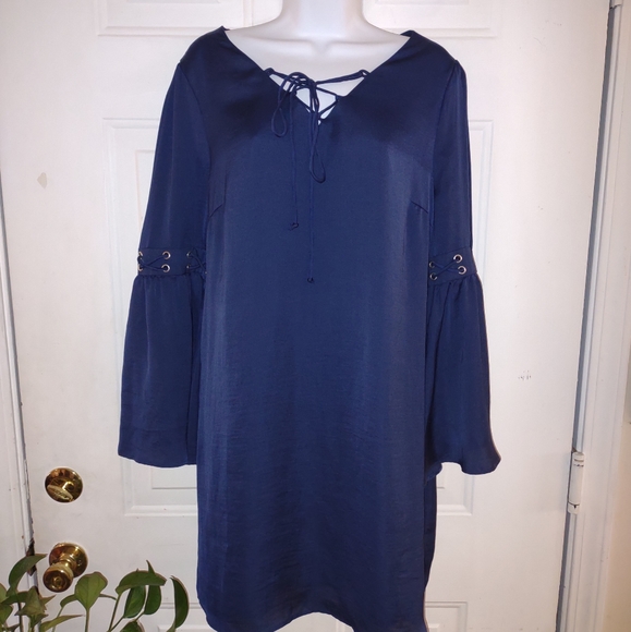 VENUS Navy Long Sleeve Dress. Size L - Picture 9 of 13